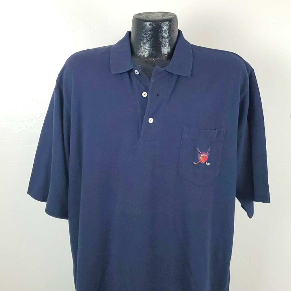 Ralph Lauren Polo Golf Shirt with Pocket Blue embroidery Men Size XL New